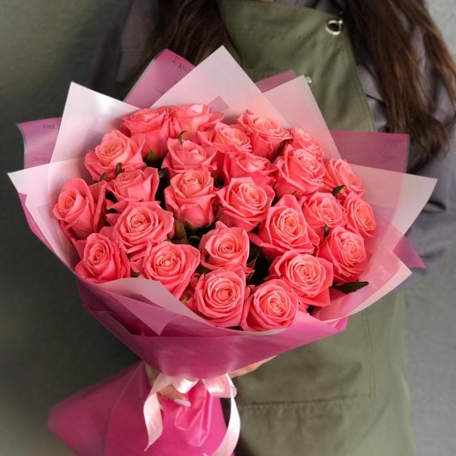 Розовые розы 50 см 25 шт. (Россия) код: 331705